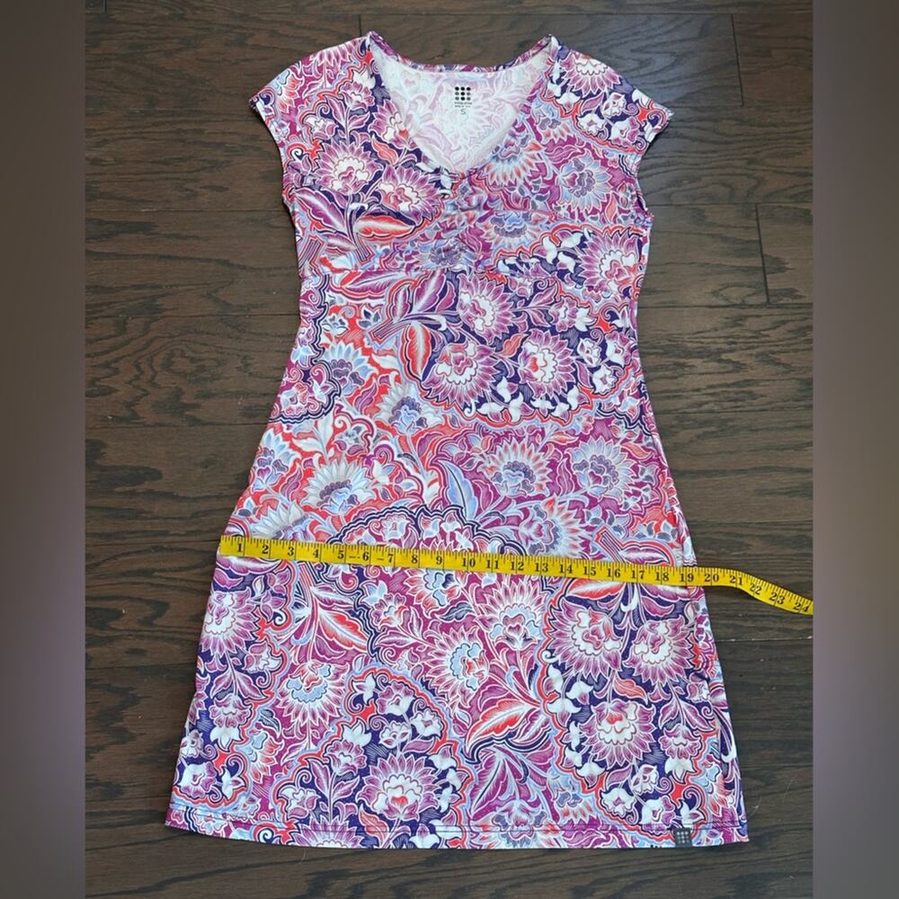 Title Nine Daring Active Dress Small Pink White Purple Stretch Empire Size Small - Picture 7 of 8